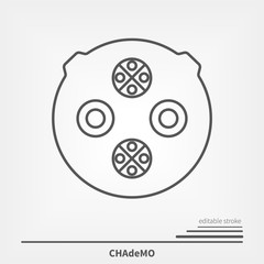 Electric Car charging plug CHAdeMO line icon. Editable stroke