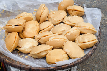 The palm sugar or Jaggery in the market of Chai nat,Thailand. 