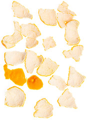 Naklejka premium Peeled tangerine peel isolated on white background