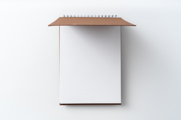spiral brown notebook with open cover