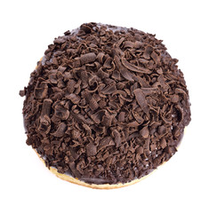 Chocolate donut isolated on white background.