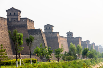 Fototapeta na wymiar The ancient walls protecting the Old city of Pingyao, Shanxi province, China