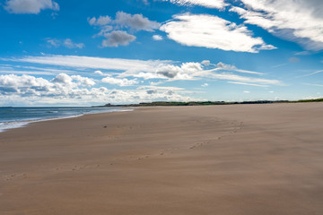 Fototapeta na wymiar The Beach at Ross Sands, near Seahouses in Northumberland, England, UK
