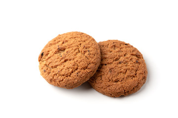 Oatmeal cookies isolated on white background.