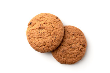 Oatmeal cookies isolated on white background.