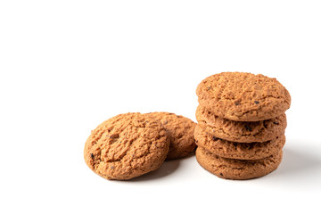 Oatmeal cookies isolated on white background.