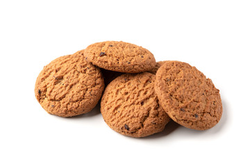 Oatmeal cookies isolated on white background.
