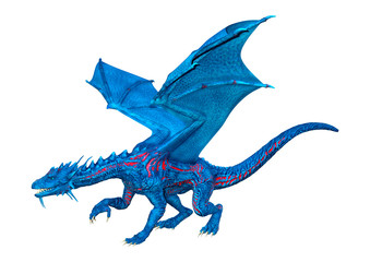 3D Rendering Fairy Tale Dragon on White