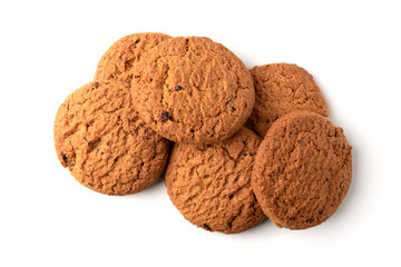 Oatmeal cookies isolated on white background.