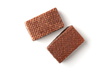 Wafer chocolate candy isolated on white background.