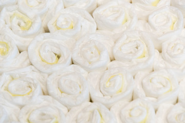 Curved baby diapers in detail.