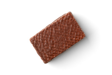 Wafer chocolate candy isolated on white background.