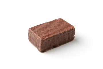 Wafer chocolate candy isolated on white background.