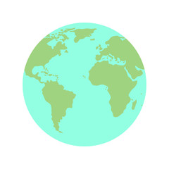 flat planet Earth globe icon, vector 