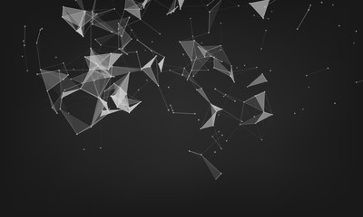 Fototapeta na wymiar Abstract futuristic - Molecules technology with polygonal shapes on dark blue background. Illustration Vector design digital technology concept. - Vector