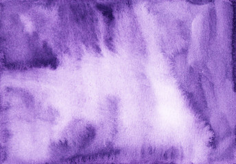 Watercolor purple background texture. Watercolor liquid abstract violet backdrop. Watercolour purple trendy template for cards, invitations, blog, banner. Aquarelle stains on paper. Violet ink. 