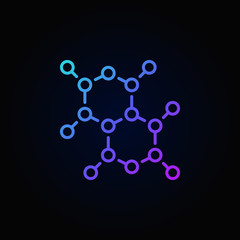 Vector chemical structure colorful abstract linear icon or logo element on dark background