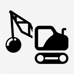 Glyph wrecking ball pixel perfect vector icon