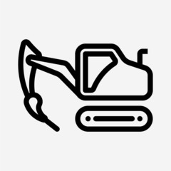 Outline excavator pixel perfect vector icon