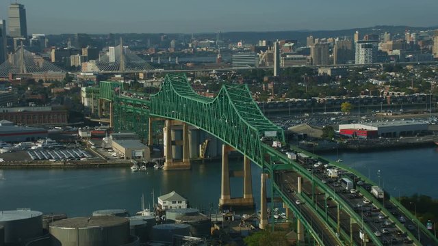 Aerial view Tobin Memorial bridge Boston Massachusetts USA