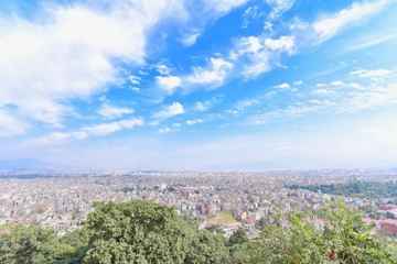 Beautiful Scenery of Kathmandu City from Swayambhunath Pagoda in Kathmandu Valley
