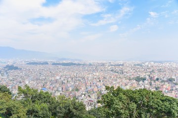 Obraz premium Kathmandu City View from Swayambhunath Pagoda in Kathmandu Valley