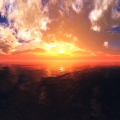 Beautiful sea sunset, sunrise over the water
