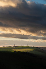 Fototapeta premium Beautiful Autumn Fall landscape of South Downs National Park in English countryside in late afternoon light