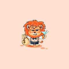 lion sticker emoticon with glass martini © derdy