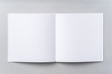 Top view of white hardcover notebook