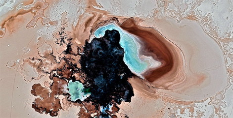 death swallows life, black gold, polluted desert sand, tribute to Pollock, abstract photography of...