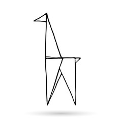 Origami doodle simple icon. Hand drawn origami animal. Geometric logo or icon. Minimalistic Vector illustration