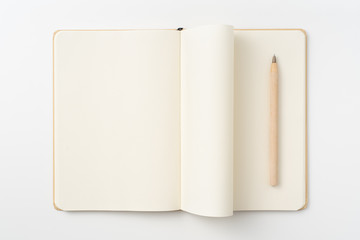 karft paper hardcover notebook with open page