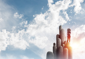 Businessman with an old TV instead of head.