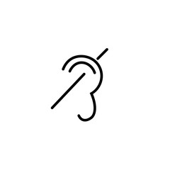 Sign people with hearing impairment. Ear crossed out sign