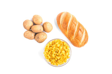 Carbohydrates of loaf, potatoes and groats.