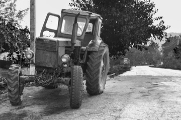 Old tractor in the village