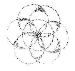 Illustration of the flower of life in the style of dovork. Tattoo idea.