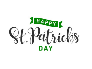 Fototapeta premium Stylish calligraphy of Happy St. Patrick's Day on white background. Can be used as greeting card design.