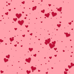 Red heart love confettis. Valentine's day falling 
