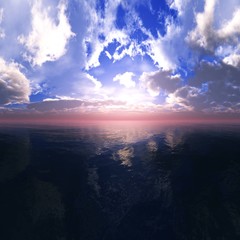 Beautiful sea sunset, sunrise over the water
