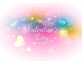 Stylish lettering of Happy Valentine's Day on heart decorated pink background.