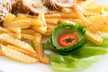 Gordon Bleu and Potatoes with Vegetables