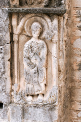 Montmajour France 12-15-2018. Sculpture in the cloister of Monmajour Abbey in the south of France.