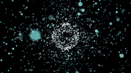 Atom. Ball of particles. Particles form a ball.