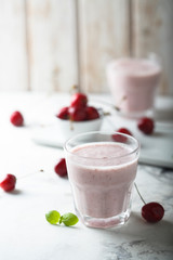Homemade healthy cherry smoothie