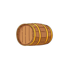 Vector wooden alcohol barrel hand drawn icon. Traditional wiskey, rum, scotch or wine oak keg, container for transportation. Retro cellar storage element. Isolated illustration