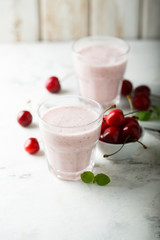 Homemade healthy cherry smoothie