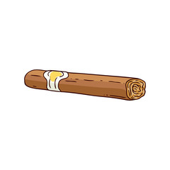 Vector cigar icon. Cuban luxury smoking cigarette for rich people. Symbol of wealth, casino and gambling lifestyle and illigal business. Unhealthy product containing nicotine. Isolated illustration