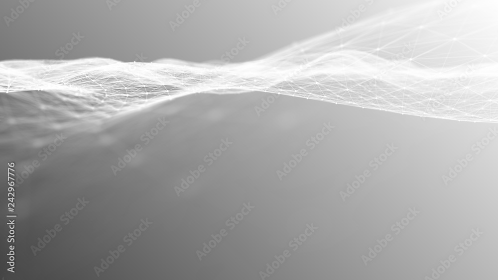Poster Abstract polygonal space. Network connection structure. Digital data visualization. Big data digital background. 3d rendering.
